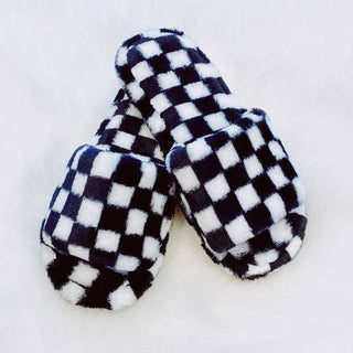 Luxe Lounge Checker Cozy Slippers - 1985 the VAULT Boutique