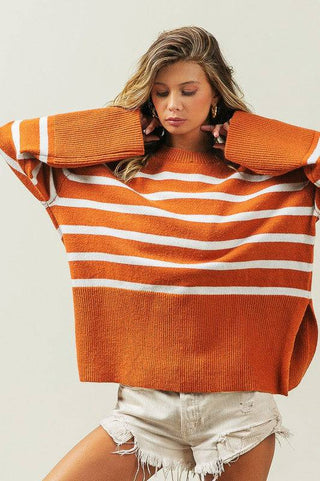 Ribbed Hem Stripe Sweater - 1985 the VAULT Boutique