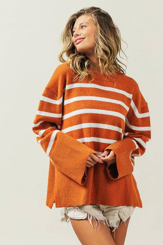 Ribbed Hem Stripe Sweater - 1985 the VAULT Boutique