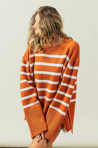 Ribbed Hem Stripe Sweater - 1985 the VAULT Boutique