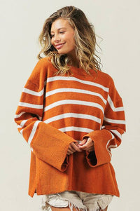 Ribbed Hem Stripe Sweater