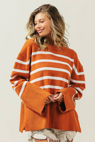 Ribbed Hem Stripe Sweater - 1985 the VAULT Boutique