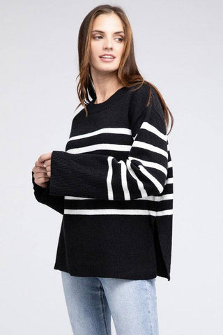 Ribbed Hem Stripe Sweater - 1985 the VAULT Boutique