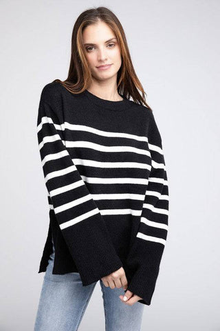 Ribbed Hem Stripe Sweater - 1985 the VAULT Boutique