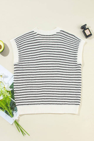 Striped Round Neck Sweater Vest - 1985 the VAULT Boutique