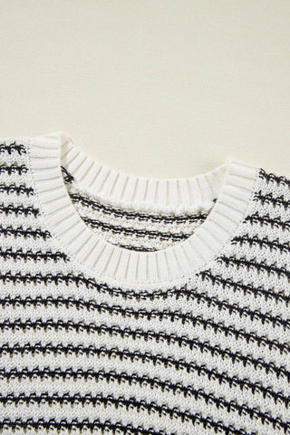 Striped Round Neck Sweater Vest - 1985 the VAULT Boutique