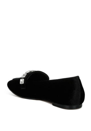 Kyari Velvet Diamante Strap Loafers - 1985 the VAULT Boutique