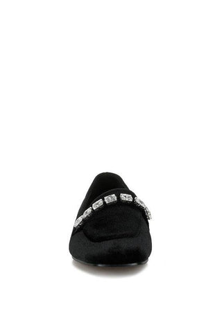 Kyari Velvet Diamante Strap Loafers - 1985 the VAULT Boutique