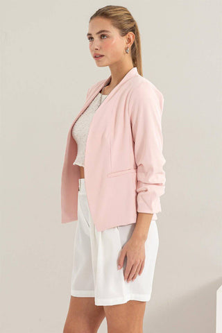 HYFVE Open Front Ruched Sleeve Blazer - 1985 the VAULT Boutique