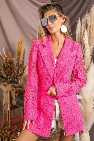 BiBi Single-Breasted Long Sleeve Lace Blazer - 1985 the VAULT Boutique