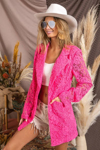 BiBi Single-Breasted Long Sleeve Lace Blazer - 1985 the VAULT Boutique