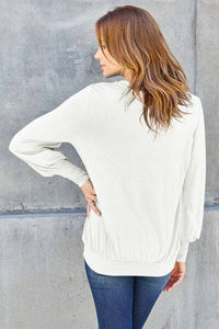 Basic Bae Full Size V-Neck Lantern Sleeve Blouse - 1985 the VAULT Boutique