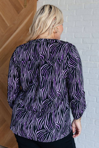 Lizzy Top in Violet and Black Multi Stroke - 1985 the VAULT Boutique