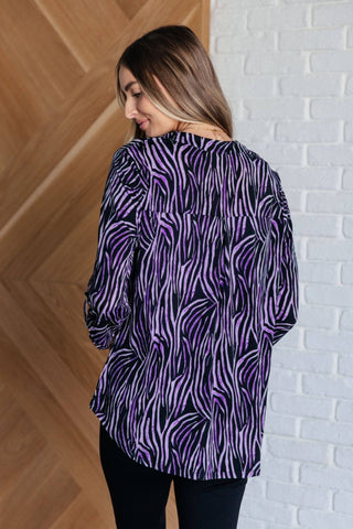 Lizzy Top in Violet and Black Multi Stroke - 1985 the VAULT Boutique