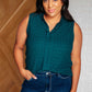 Matter of Fact Pleat Front Sleeveless Blouse in Sea Green - 1985 the VAULT Boutique