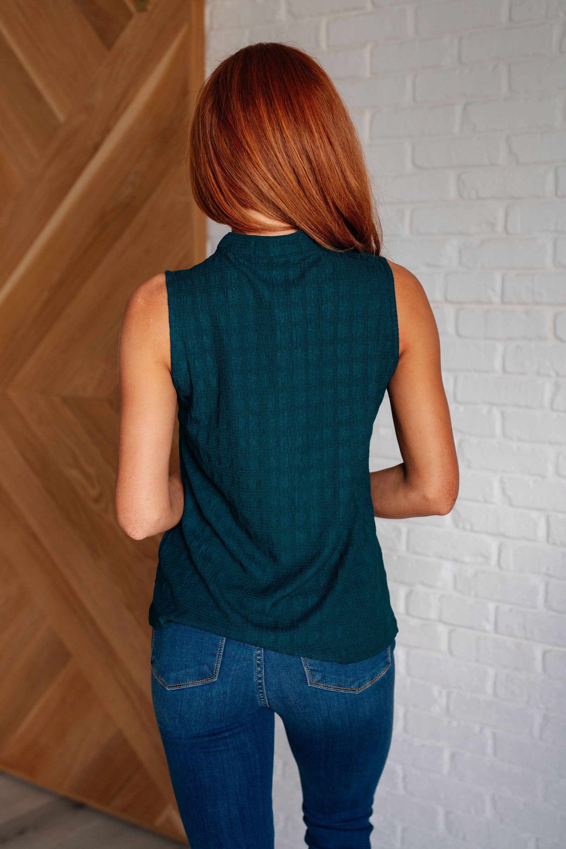 Matter of Fact Pleat Front Sleeveless Blouse in Sea Green - 1985 the VAULT Boutique