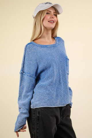 VERY J Mineral Washed Exposed Seam Sweater - 1985 the VAULT Boutique