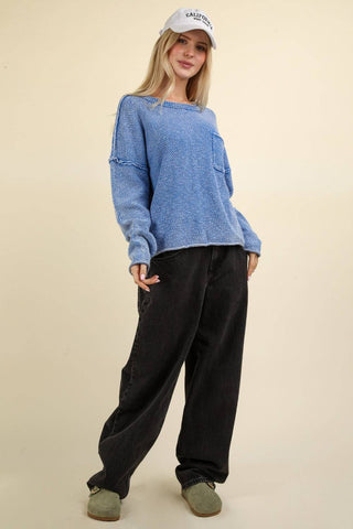 VERY J Mineral Washed Exposed Seam Sweater - 1985 the VAULT Boutique