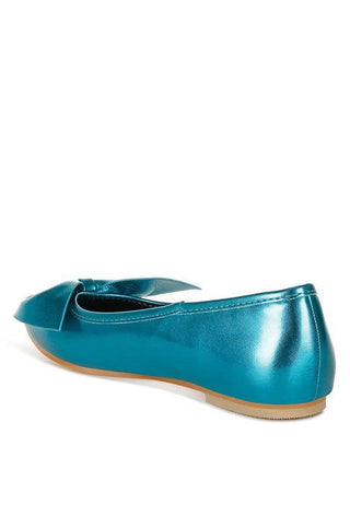 Bromelia Metallic Pleather Bow Ballerinas - 1985 the VAULT Boutique