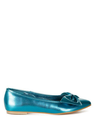 Bromelia Metallic Pleather Bow Ballerinas - 1985 the VAULT Boutique