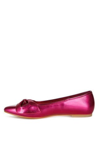 Bromelia Metallic Pleather Bow Ballerinas - 1985 the VAULT Boutique