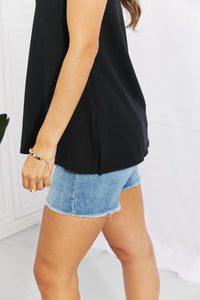 Blumin Apparel Chance of Sun Full Size Ribbed V-Neck Tank in Black - Happily Ever Atchison Shop Co.