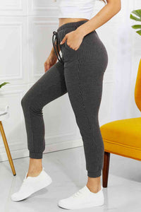 Blumin Apparel Full Size Easy Living Ribbed Joggers - Happily Ever Atchison Shop Co.