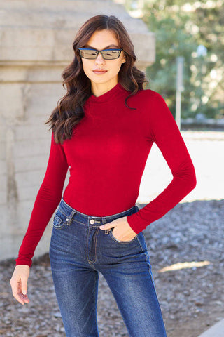 Basic Bae Full Size Mock Neck Long Sleeve Bodysuit - 1985 the VAULT Boutique