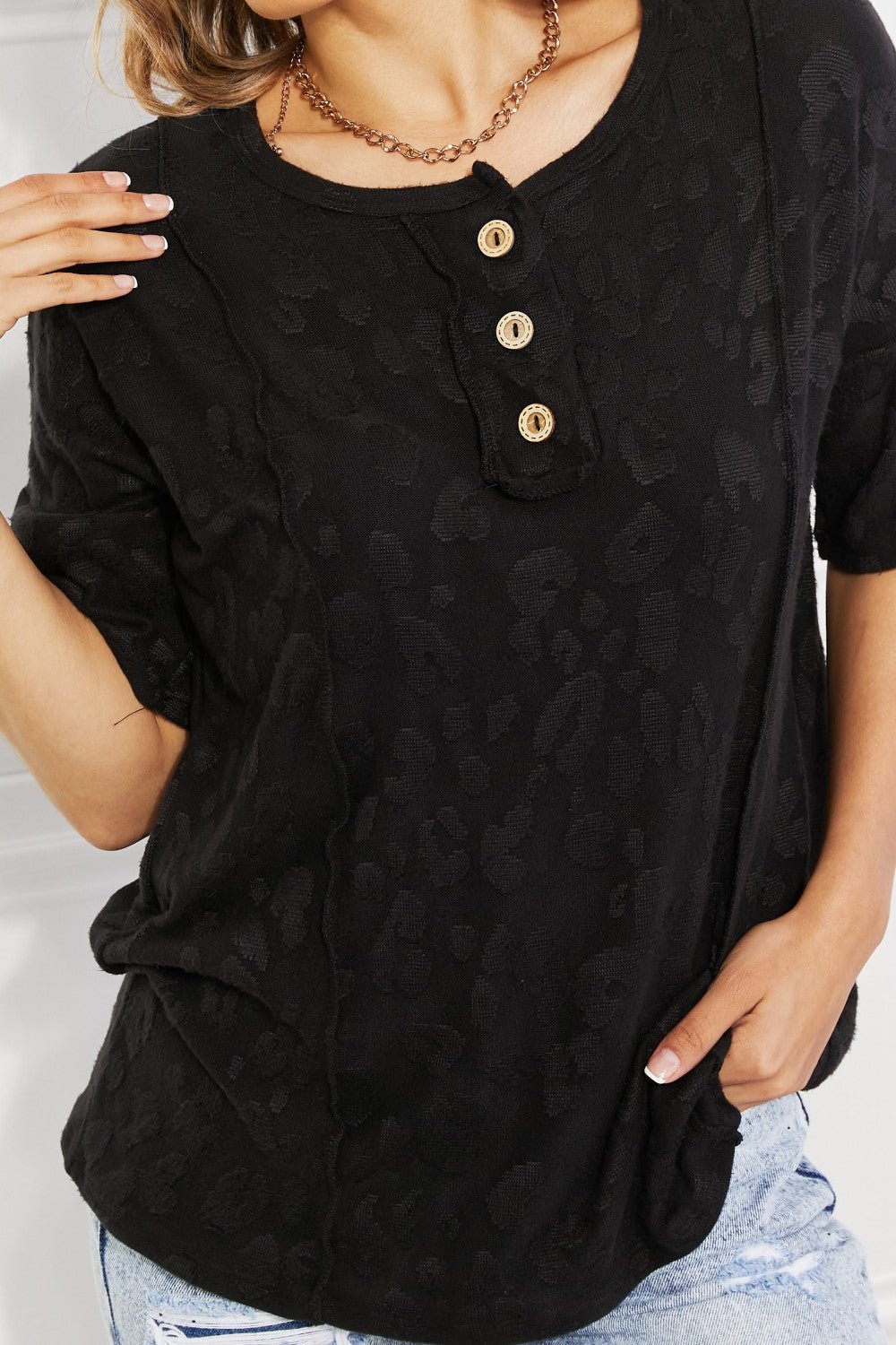 BOMBOM At The Fair Animal Textured Top in Black - Happily Ever Atchison Shop Co.