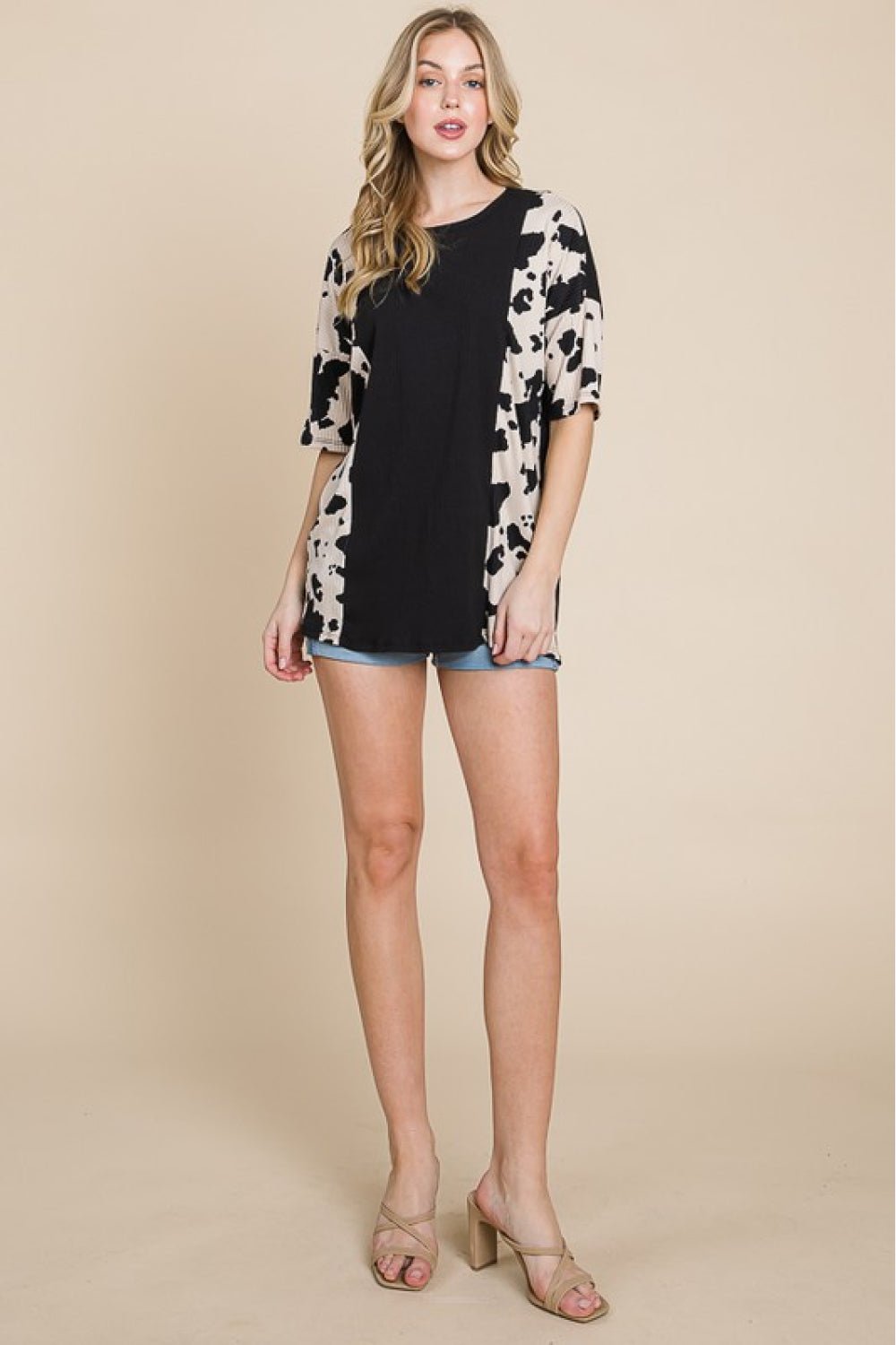 BOMBOM Rodeo Love Ribbed Animal Contrast Tee - Happily Ever Atchison Shop Co.