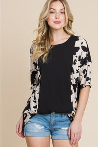 BOMBOM Rodeo Love Ribbed Animal Contrast Tee - Happily Ever Atchison Shop Co.