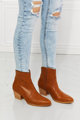 MMShoes Watertower Town Faux Leather Western Ankle Boots in Ochre - 1985 the VAULT Boutique