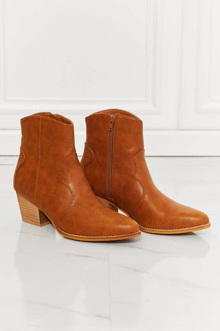 MMShoes Watertower Town Faux Leather Western Ankle Boots in Ochre - 1985 the VAULT Boutique