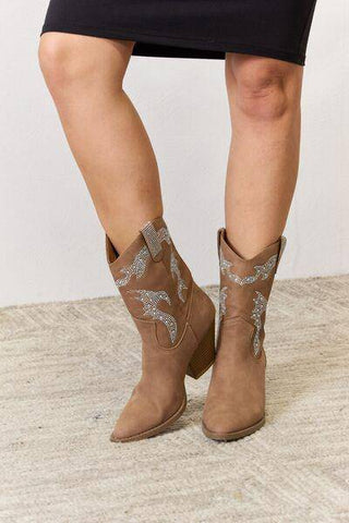 Forever Link Rhinestone Detail Cowboy Boots - 1985 the VAULT Boutique