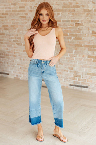 Olivia High Rise Wide Leg Crop Jeans in Medium Wash - 1985 the VAULT Boutique