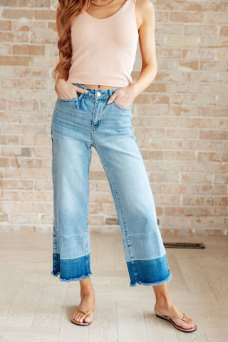 Olivia High Rise Wide Leg Crop Jeans in Medium Wash - 1985 the VAULT Boutique