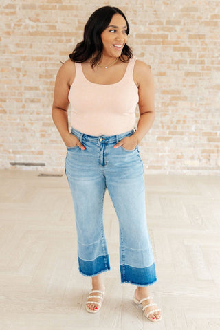 Olivia High Rise Wide Leg Crop Jeans in Medium Wash - 1985 the VAULT Boutique