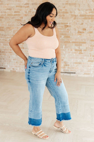 Olivia High Rise Wide Leg Crop Jeans in Medium Wash - 1985 the VAULT Boutique