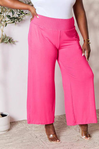 Double Take Full Size Smocked Wide Waistband Wide Leg Pants - 1985 the VAULT Boutique