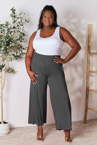 Double Take Full Size Smocked Wide Waistband Wide Leg Pants - 1985 the VAULT Boutique