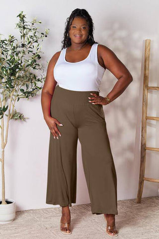 Double Take Full Size Smocked Wide Waistband Wide Leg Pants - 1985 the VAULT Boutique