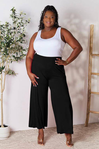 Double Take Full Size Smocked Wide Waistband Wide Leg Pants - 1985 the VAULT Boutique