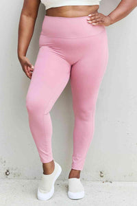 Zenana Fit For You Full Size High Waist Active Leggings in Light Rose - 1985 the VAULT Boutique