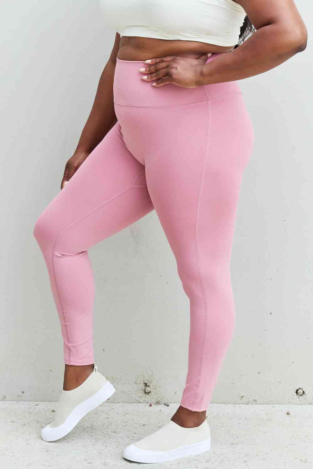 Zenana Fit For You Full Size High Waist Active Leggings in Light Rose - 1985 the VAULT Boutique