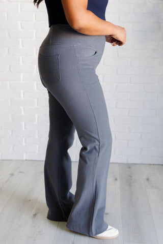 Building Habits Twill Flared Crossover Waist Pant in Titanium - 1985 the VAULT Boutique