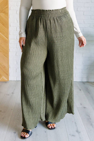 Harmony High Rise Wide Pants in Olive - 1985 the VAULT Boutique