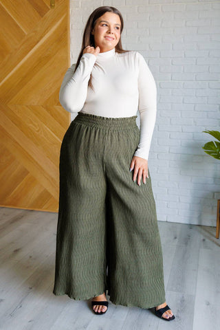 Harmony High Rise Wide Pants in Olive - 1985 the VAULT Boutique