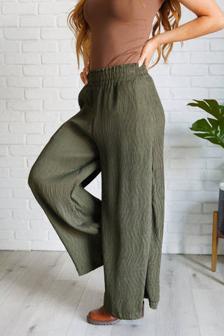 Harmony High Rise Wide Pants in Olive - 1985 the VAULT Boutique