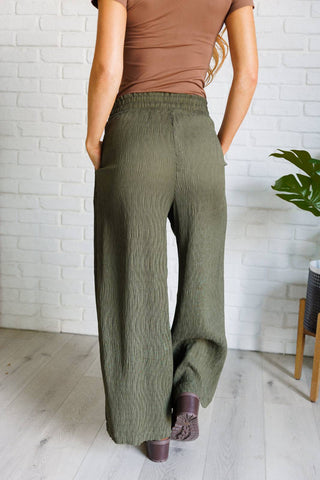 Harmony High Rise Wide Pants in Olive - 1985 the VAULT Boutique