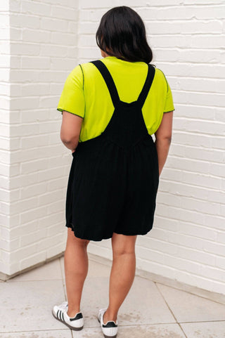 I Want You Back Linen Blend Shortalls in Black - 1985 the VAULT Boutique